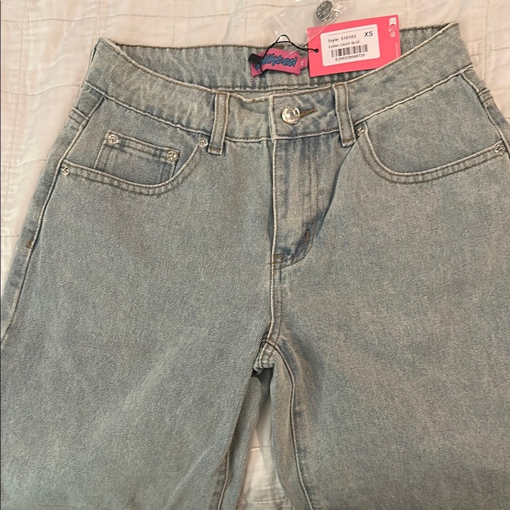 Edikted XS Light Blue Wide Leg Jeans, NWT